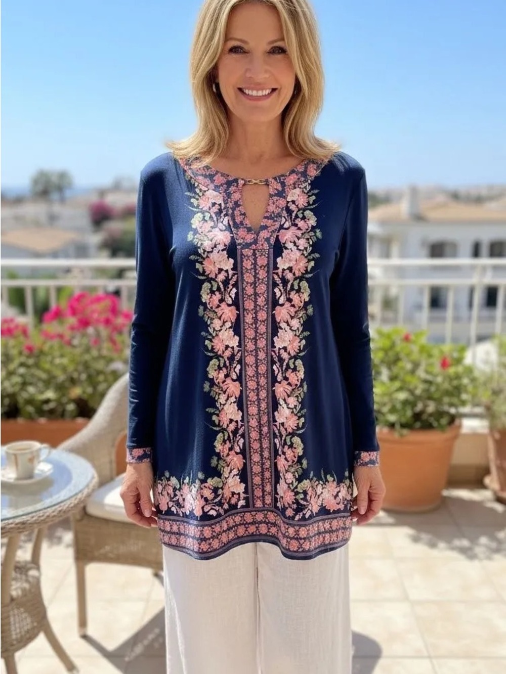 Tunic JM COLLECTION Women's Blouse Floral Multicolor Slimming XL NWT $49.50